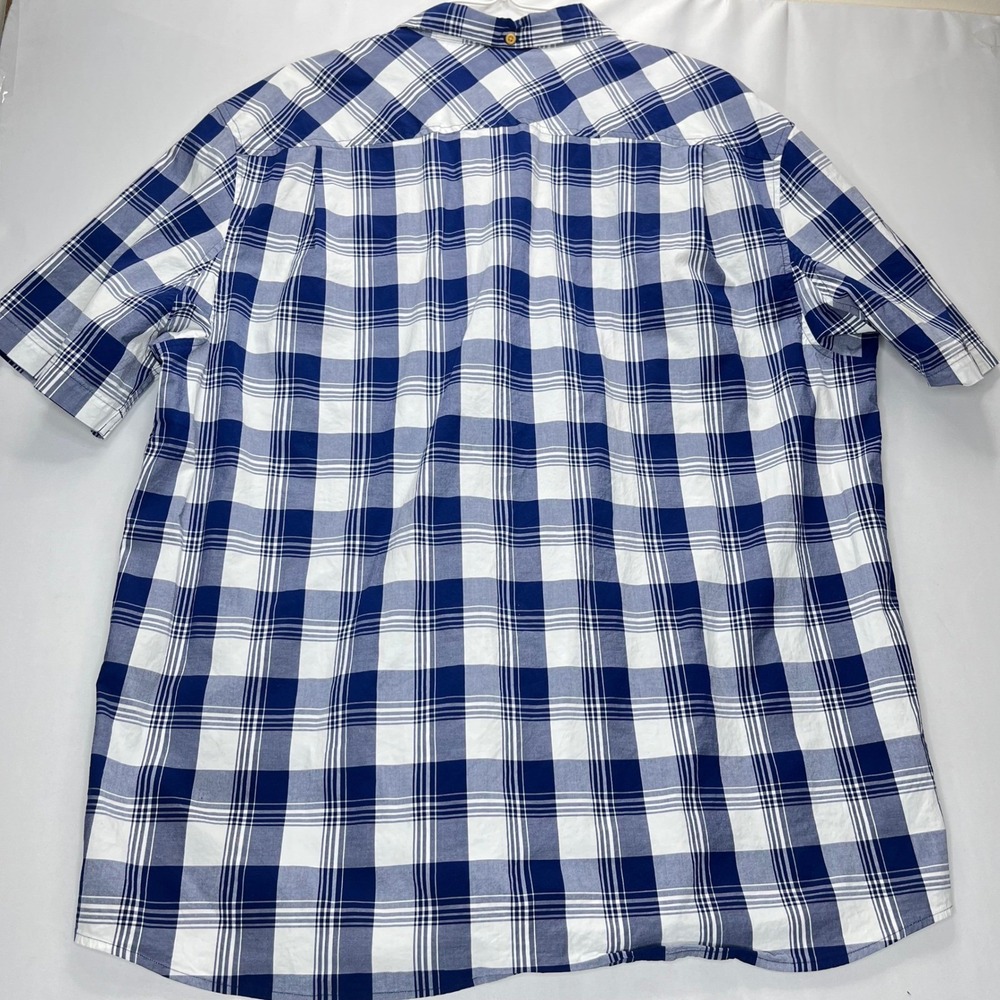 Duluth Trading Co Shirt Mens 2XL Tall Blue White Plaid Cotton Blend Relaxed Fit - Picture 8 of 12